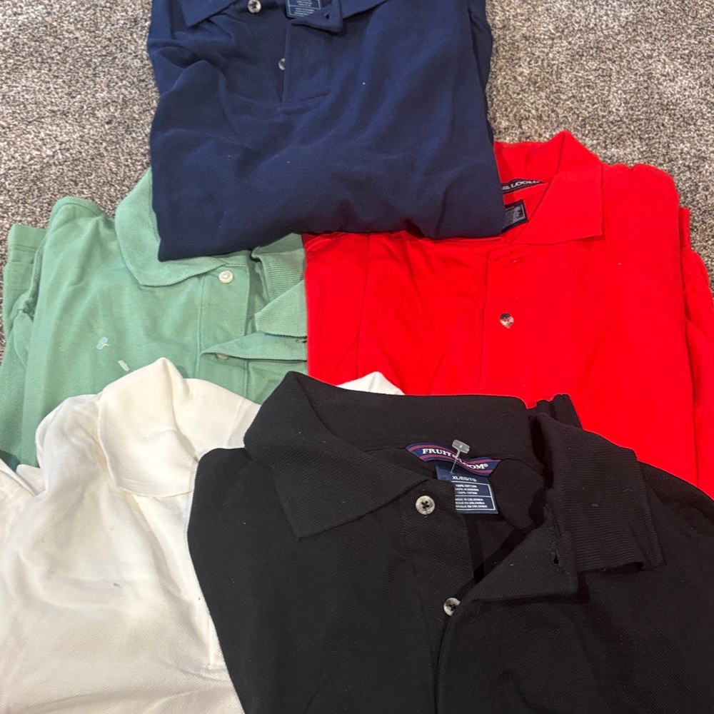 5 NEW LS 3 Button Poli Shirts